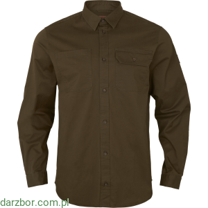 HARKILA  Koszula bawełniana TRYM SKJORTE L/S willow green