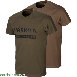 HARKILA LOGO t-shirt 2-pak willow green/slate brown 